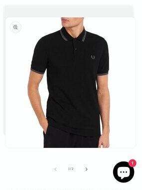 Fred Perry-Twin Tipped Classic Pique Polo Shirt- Black/Gunmetal-Medium